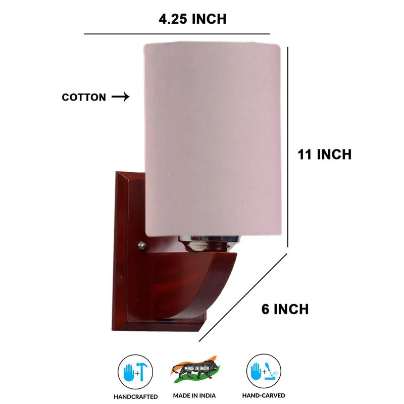 Shell Pink Cylindrical Wooden Wall Lamp media 7