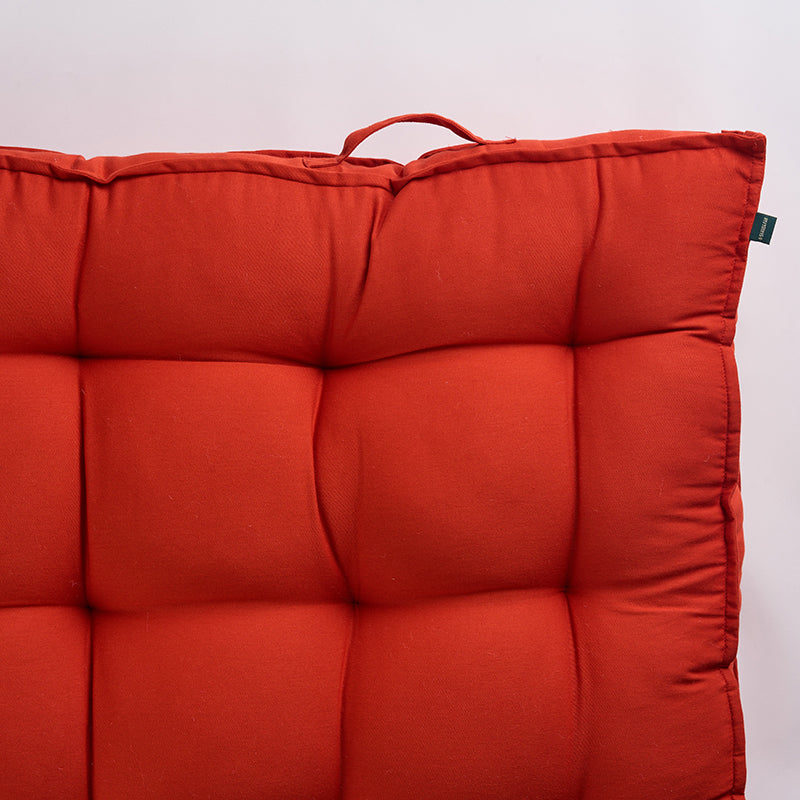 Plushport Solid Cotton Floor Cushion (Rust Brown) - Set Of Two media 4