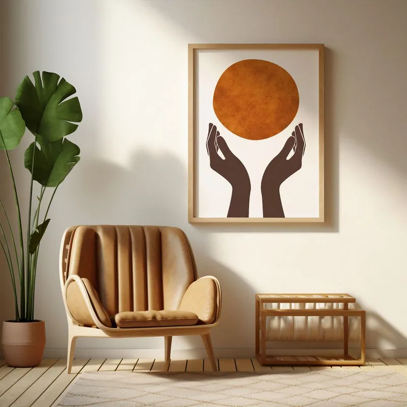 Holding the Sun Canvas Wall Painting With Brown Frame media 6