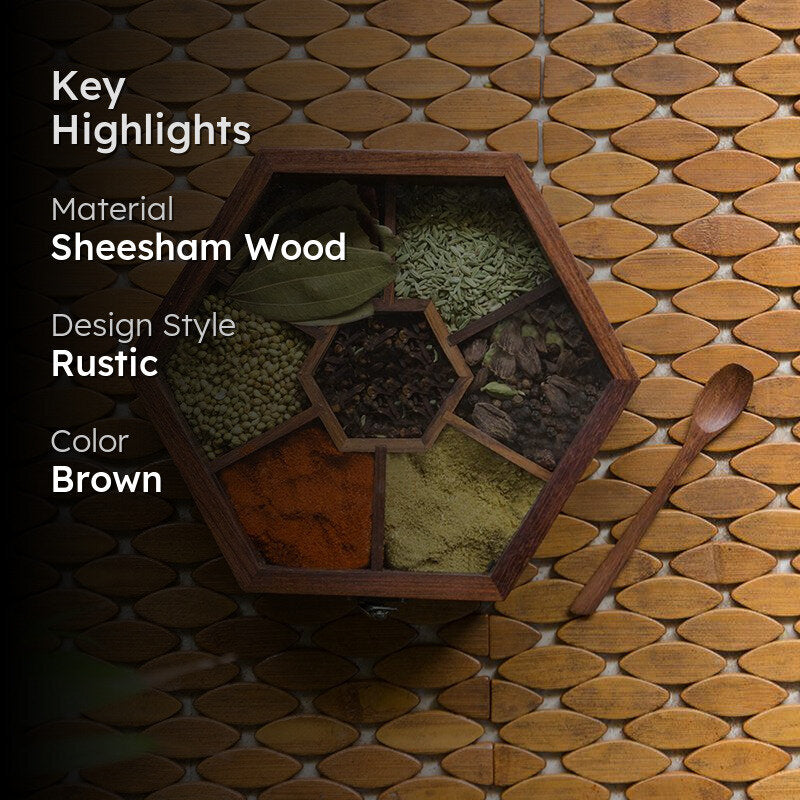 Spice Hex Food Safe Sheesham Wood Masala Box - 100 ML media 2