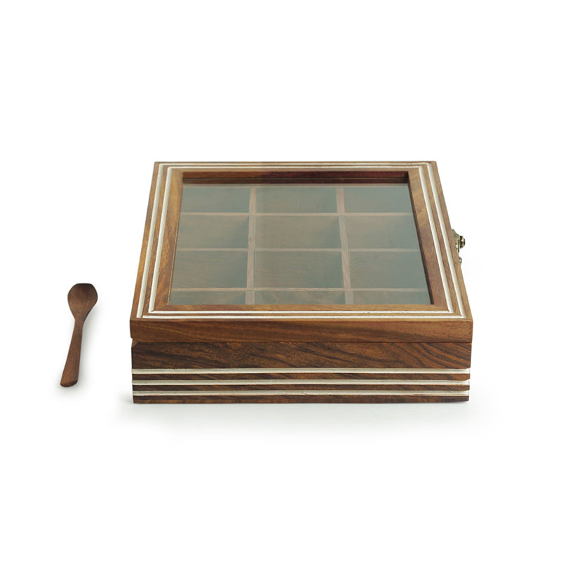 Spice Grid Food Safe Sheesham Wood Masala Box - 90 ML media 5