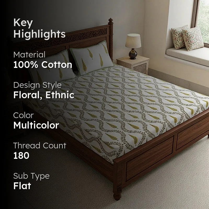 Regalia Cotton Bedsheet (Mustard Yellow) - 180 TC media 2
