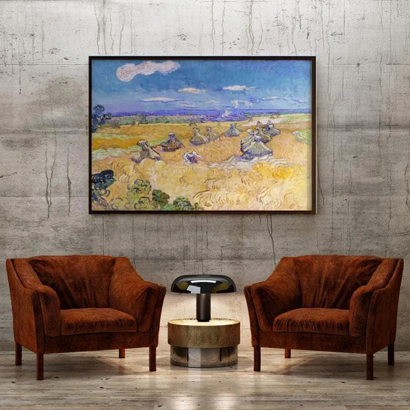Wheat Fields With Reaper Auvers By Vincent Van Gogh - Black Frame media 4