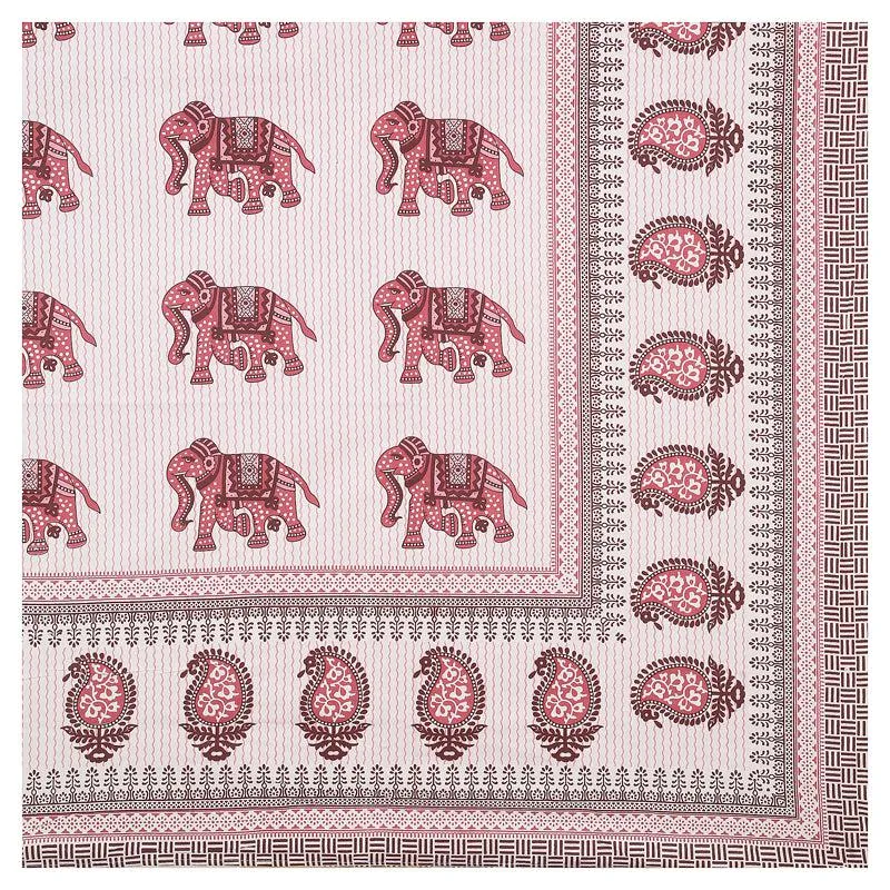 Viraj Ethnic Cotton Bedsheet (White,Pink) - 180 TC media 6