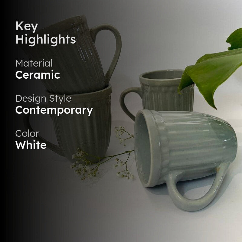 Jonah Ceramic Coffee Mug (300 mL Each) - Set of Four media 2