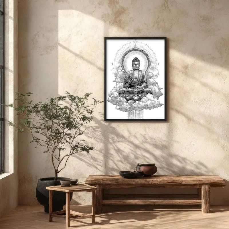 Buddha Within The Circle Of Silence Wall Painting With Black Frame media 5