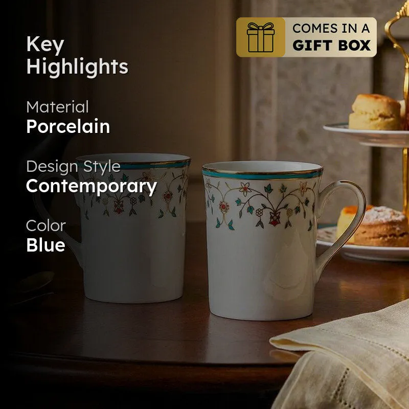 Gilded Mavi 24k Gold Brushed Porcelain Coffee Mug (300 mL Each) - Set of Two media 2
