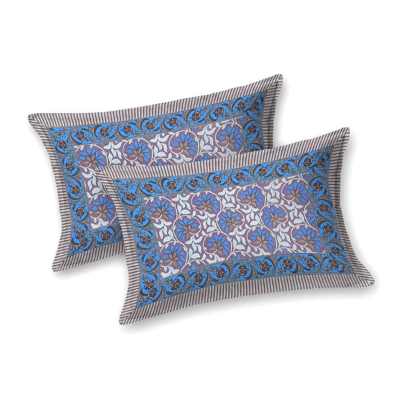Auraus Cotton Bedsheet (Blue,Brown) - 240 TC media 4