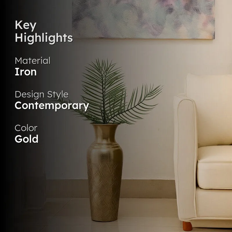 Ornique Iron Floor Vase - Gold media 2