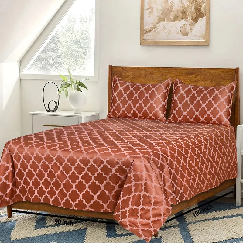 Saral Home Tangier Cotton Bedsheet (Rust) - 300 TC media 6