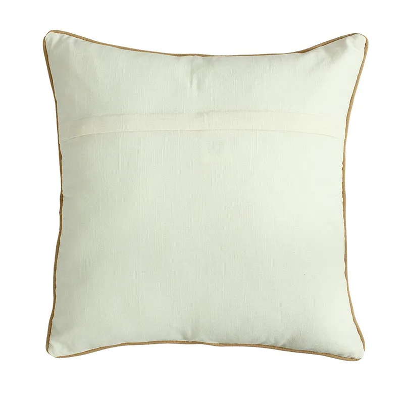 Imperial Petals Woven Cotton Cushion Cover (Beige) - Set Of Two media 5