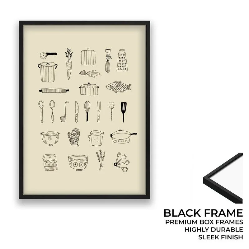 Kitchen Script Archival Canvas Wall Art - Brown media 8