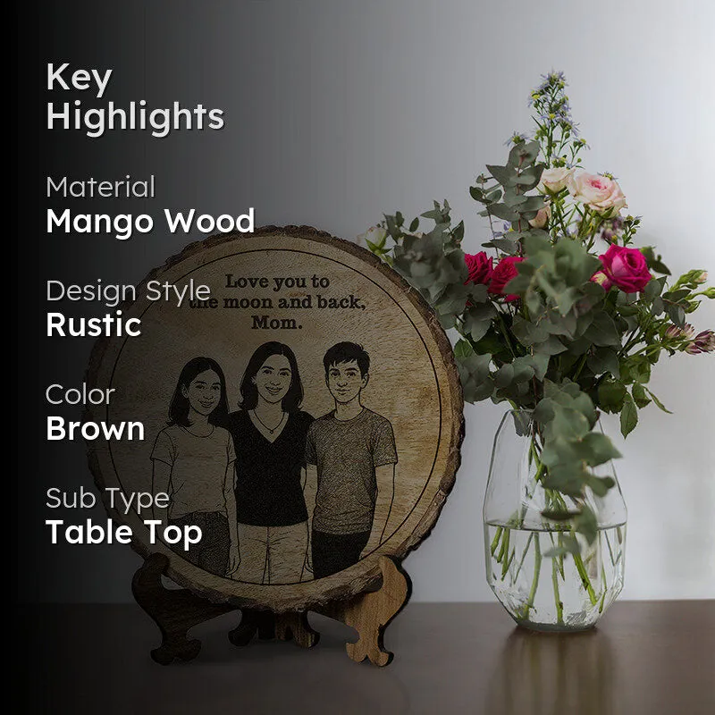 Love You To The Moon And Back Wood Showpiece - Round media 2