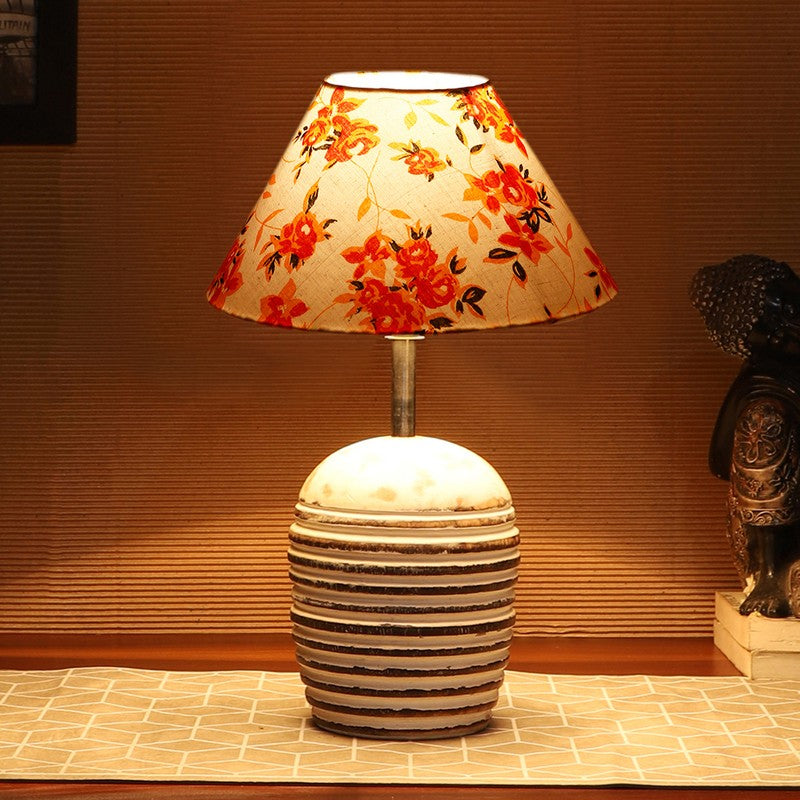 Gloworb Cotton Table Lamp With Wooden Base - Multicolor