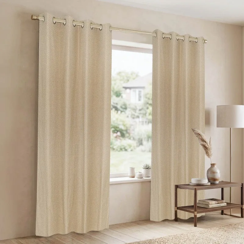 Form Ease Cotton Room Darkening Curtains (Beige) - Set Of Two media 4