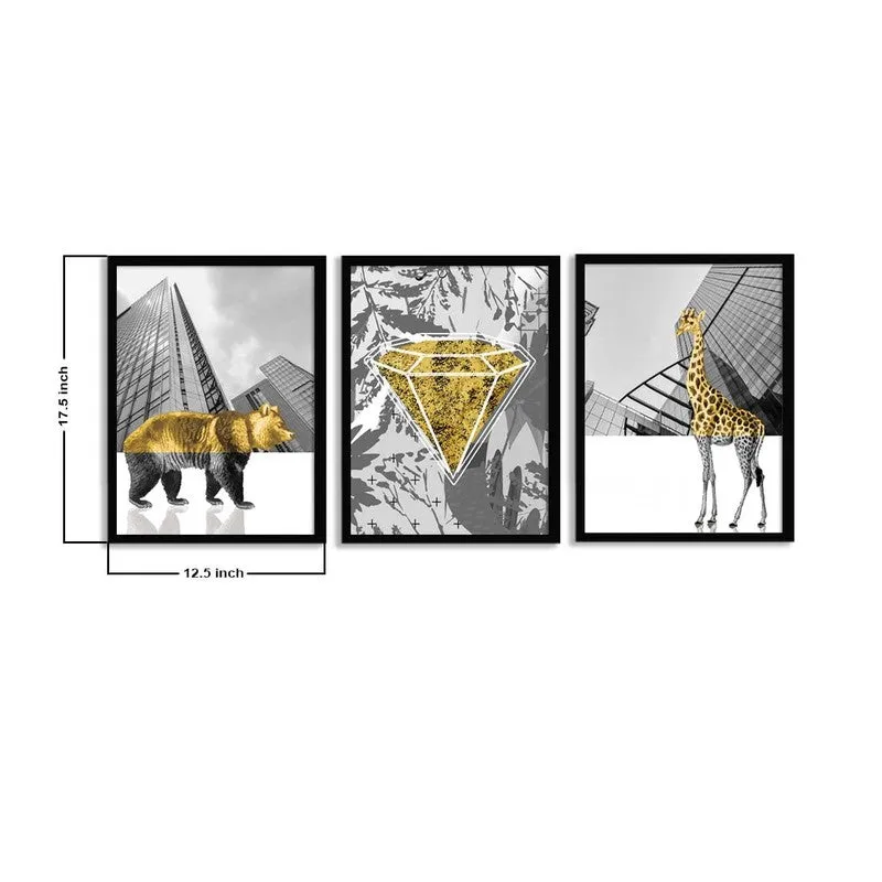 Luxe Jungle Paper Wall Painting With MDF Frame - Set Of Three media 9