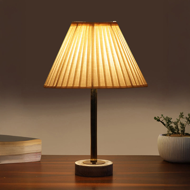 Pleatra Rodin Wooden Table Lamp - White,Gold,White