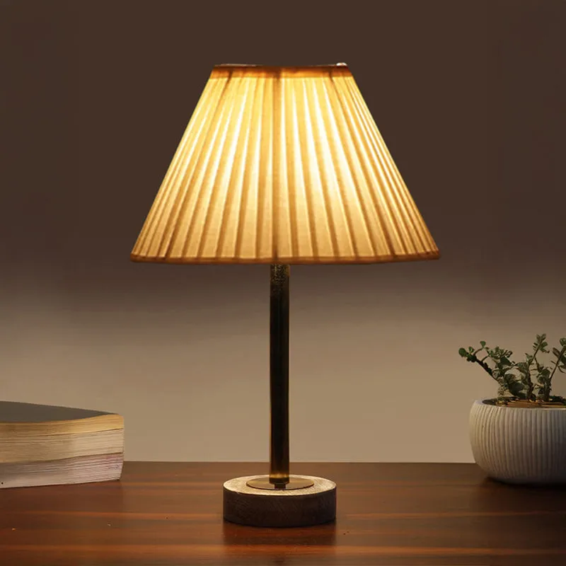 Pleatra Rodin Wooden Table Lamp - White,Gold,White media 1