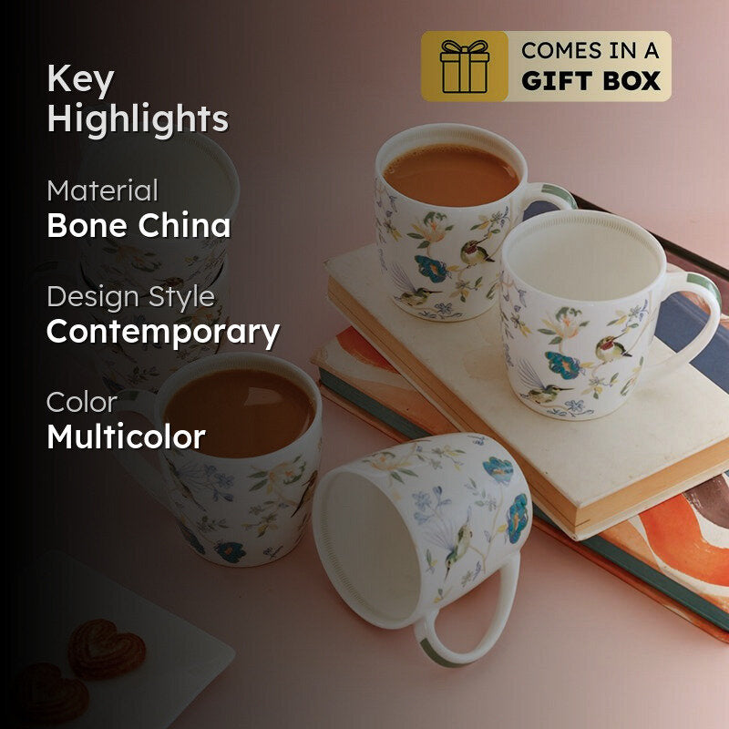 Magique: Wings Paradise Summer Fine China Mug (200 mL Each) - Set of Six media 2