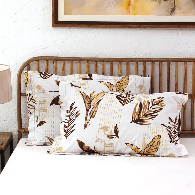 Autumn Florals Cotton Pillow Cover (Brown) - Set Of Two media 3