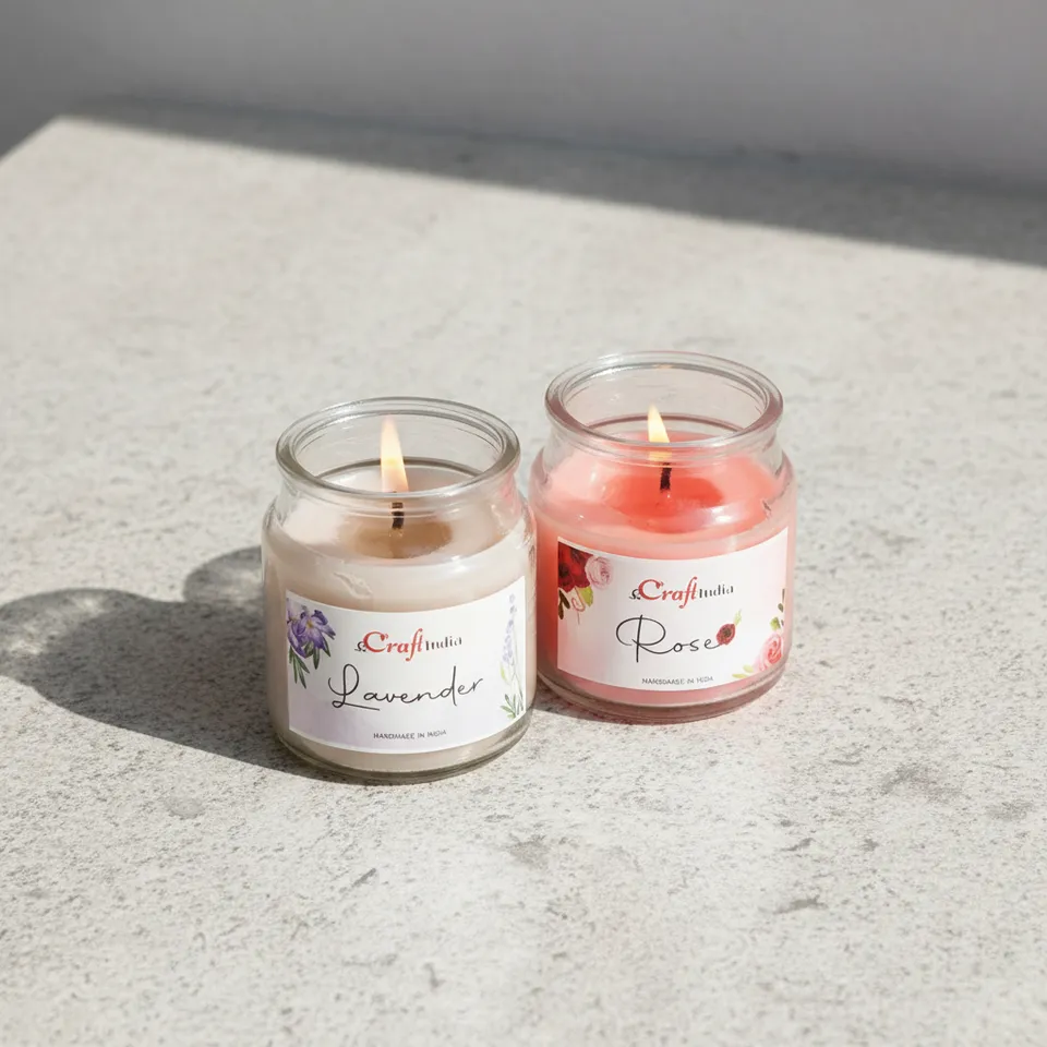 Lavender & Rose Scented Jar Candle - Set Of Two media 1