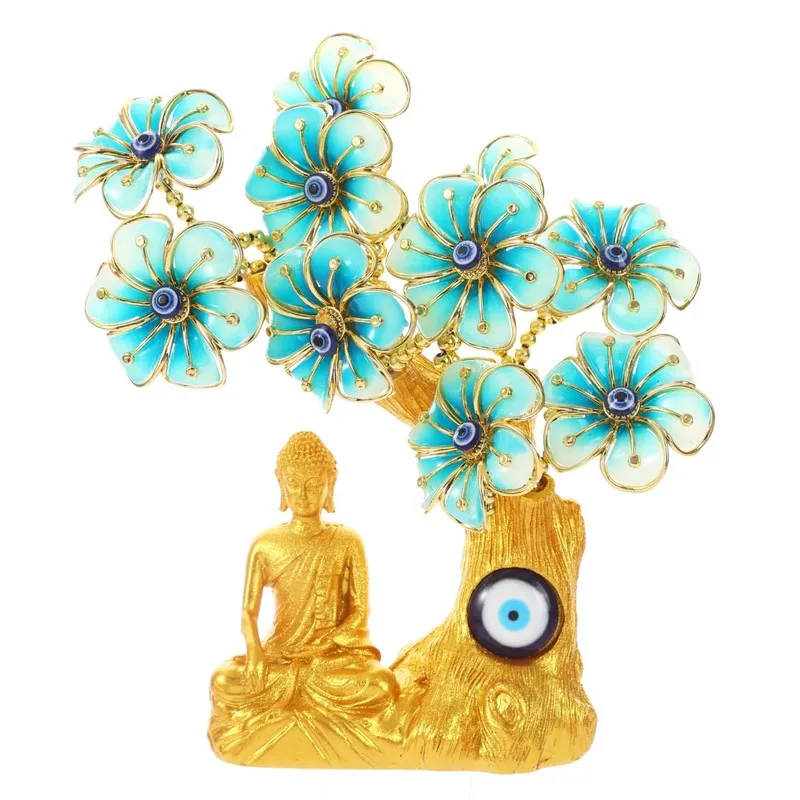 Evil Eye Floral Buddha Resin Showpiece media 4