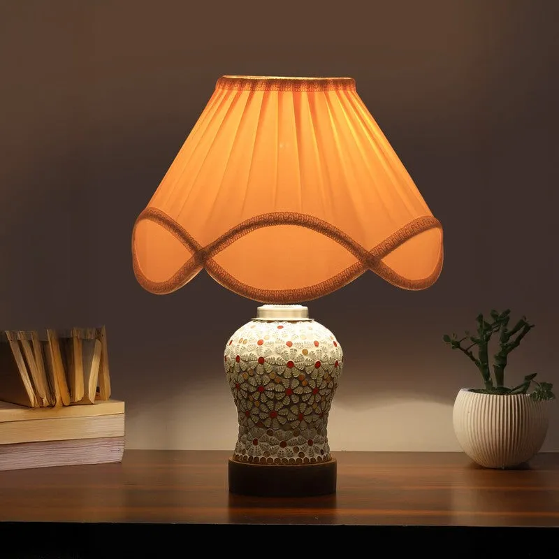 Baskex Arc Pleated Wooden Table Lamp - Multicolor media 1