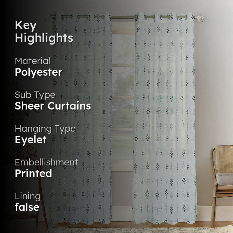 Elarie Linen Texture Sheer Curtain - Set Of Two media 2