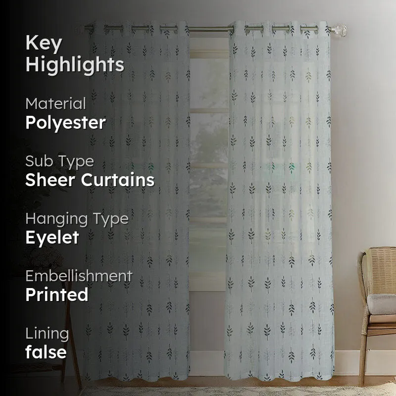 Elarie Linen Texture Sheer Curtain - Set Of Two media 2