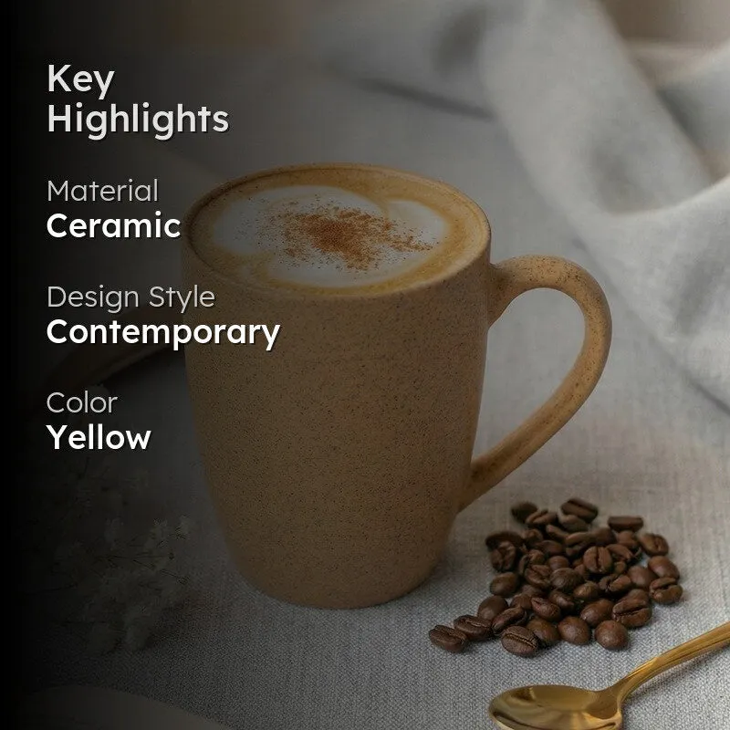 Sip & Style Ceramic Coffee Mug (Mustard Yellow) - 300 mL media 2