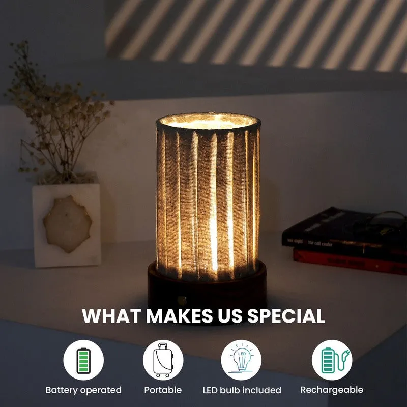 Radiya Tall Fabric Wooden Table Lamp - Grey media 6