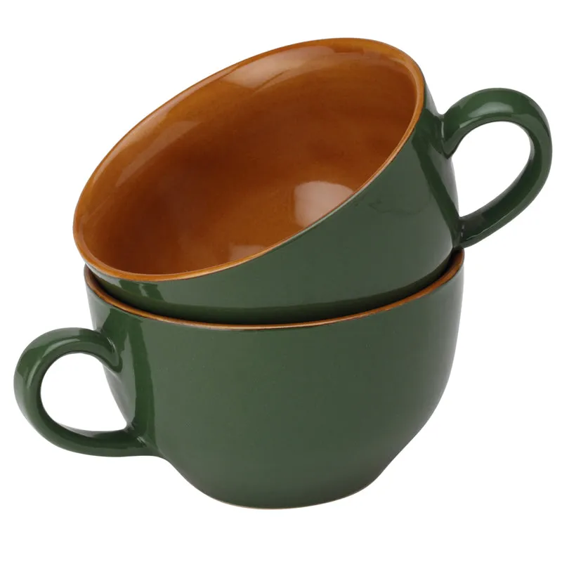 Ruby Ceramic Coffee Mug (350 mL Each/Green) - Set of Two media 6