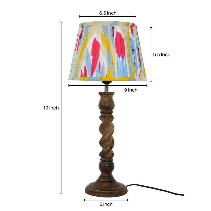 Sunburst Wooden Base Cotton Table Lamp - Multicolor media 5