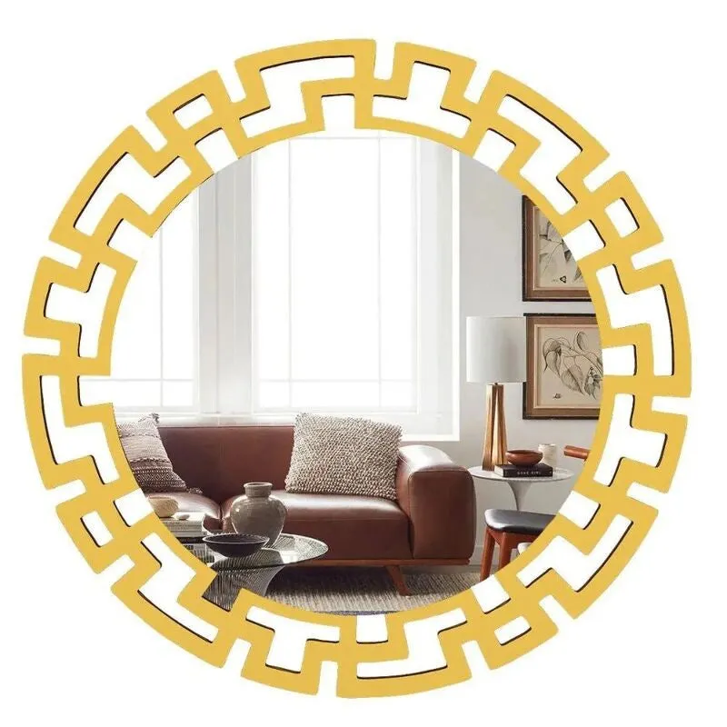 Greek Key Reflection Decorative Wall Mirror - Gold media 6