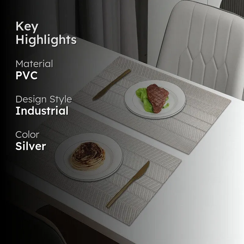 Lumira Silver Rectangle PVC Table Mats - Set Of Two media 2