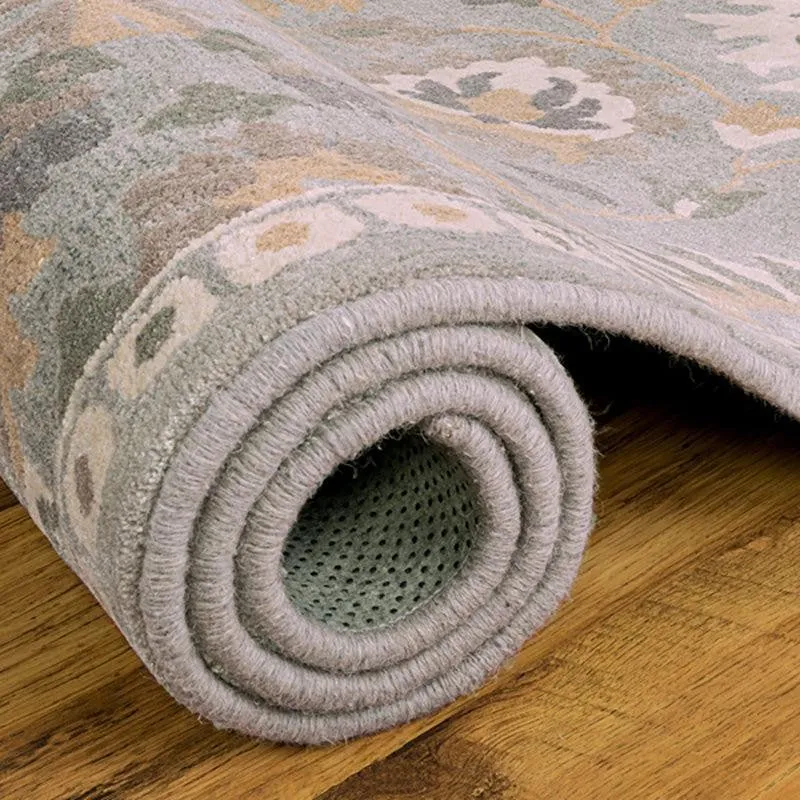 Awen Hand Tufted Ethnic Wool & Nylon Carpet - Light Grey media 4