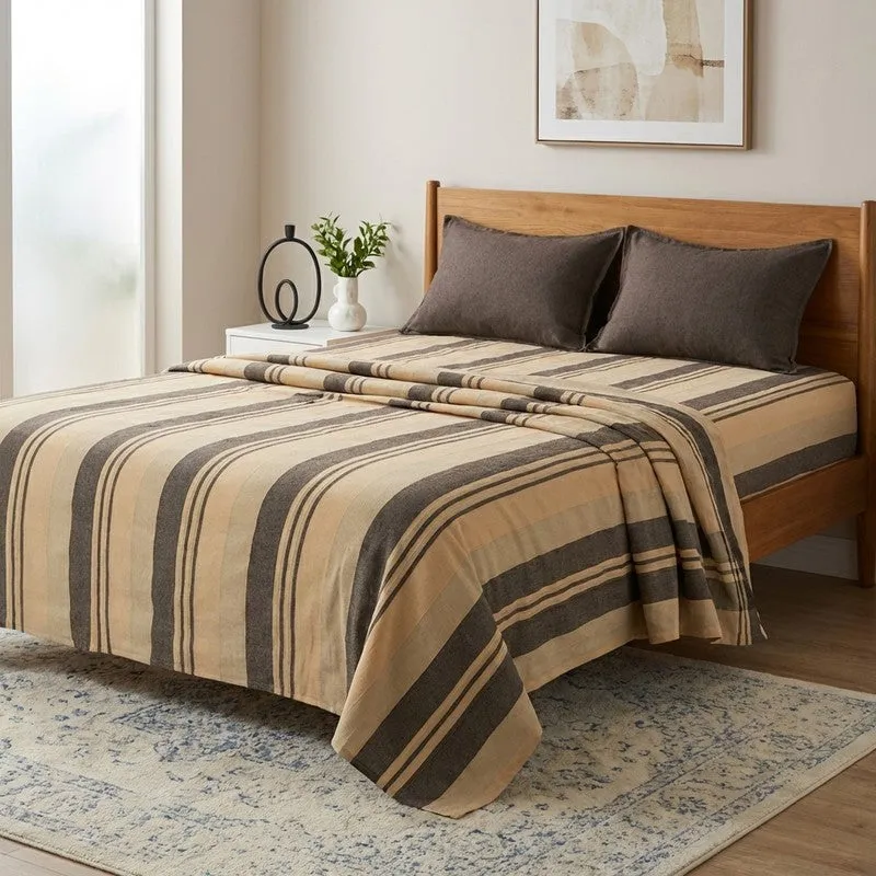 Parallel Peace Cotton Bedsheet (Coffee) - 220 TC media 1