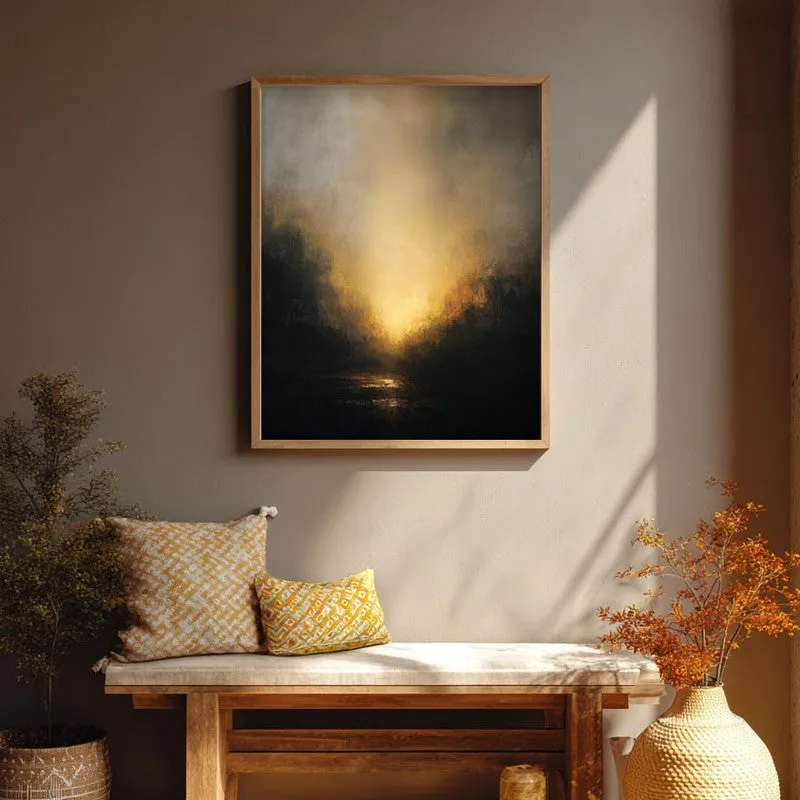 Horizon of Hope Archival Paper Wall Painting With Brown Frame media 1