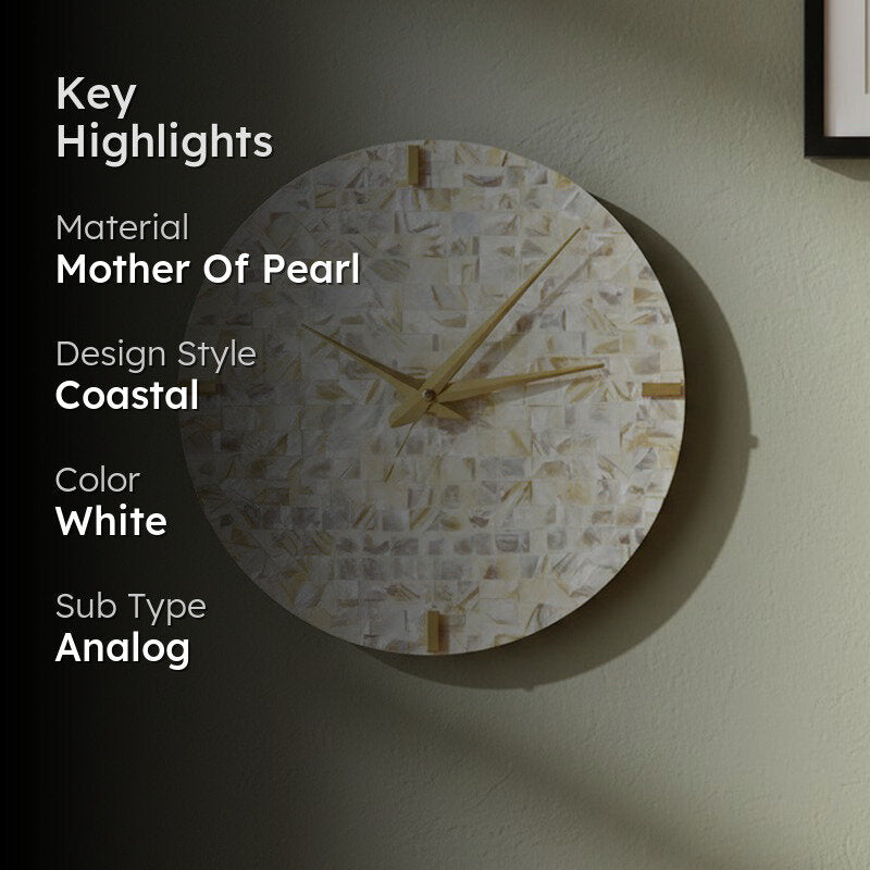 Kai Handcrafted Mother Of Pearl Wall Clock media 2