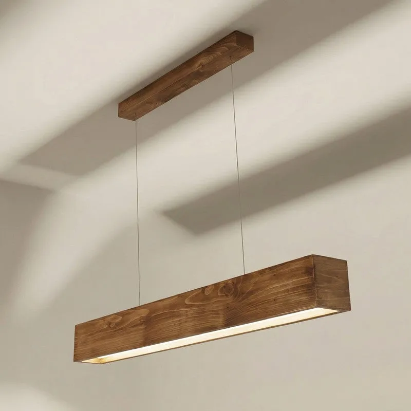 StraightBeam Wooden Ceiling Lamp - Brown media 4