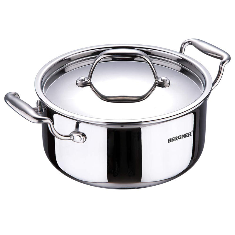 Bergner Argent Triply Casserole With Lid - 8300 ML media 4