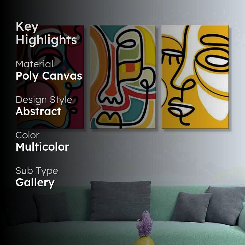 Many Faces Poly Canvas Wall Art - Set of Three media 2