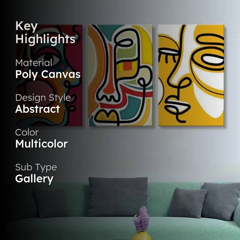 Many Faces Poly Canvas Wall Art - Set of Three media 2