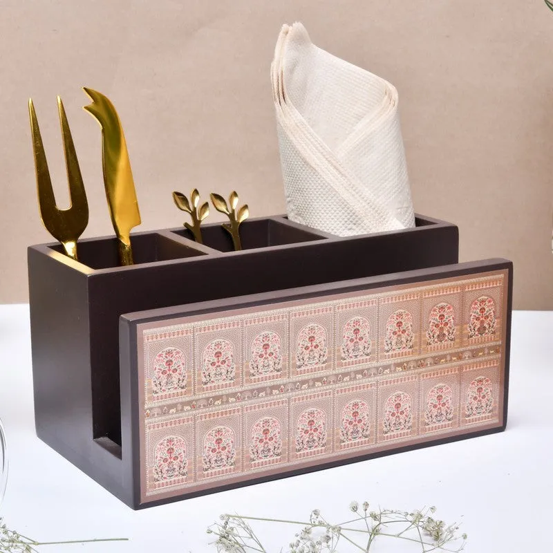 Rustic Wooden Cutlery Holder media 1