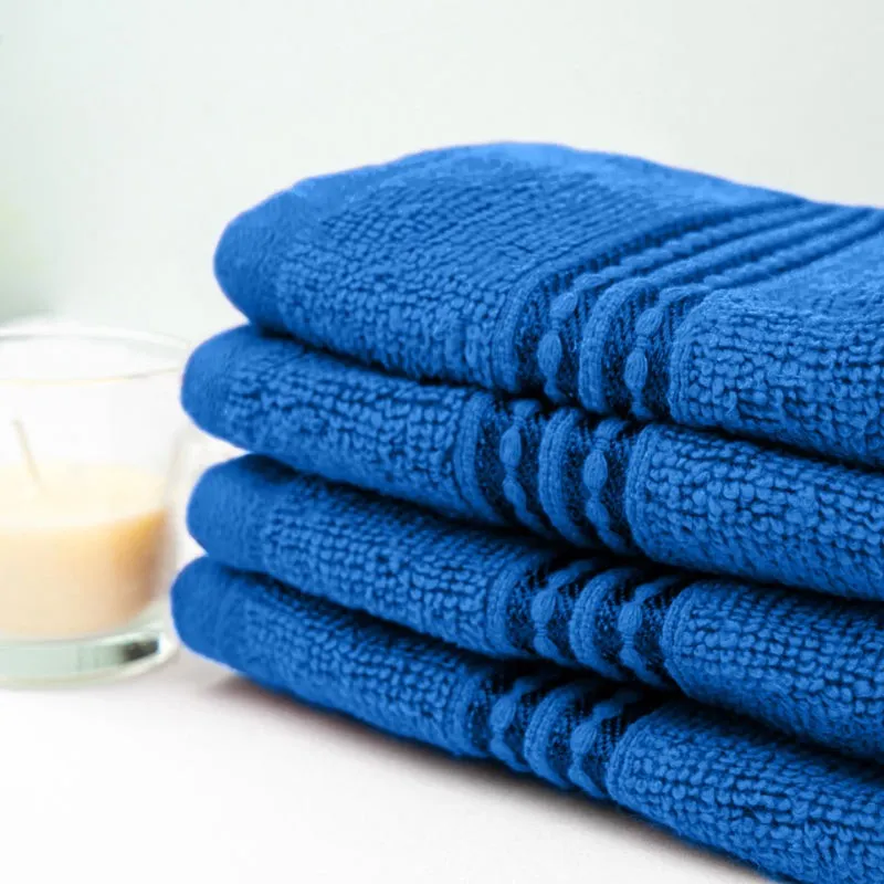 Micro Cotton LuxeDry Solid Face Towel (Blue) - Set Of Four media 4