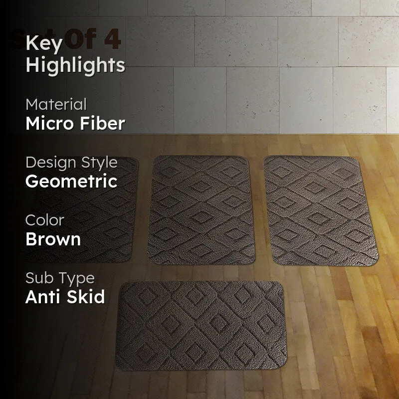 Zella Anti Skid Bath Mat (Brown) - Set Of Four media 2