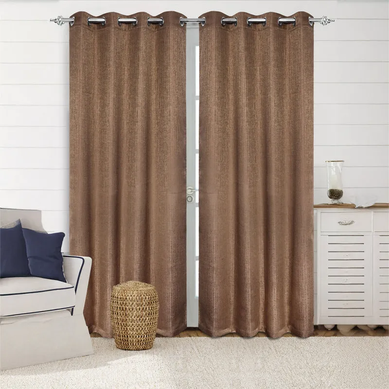 Saral Home Auriel Room Darkening Curtain (Brown) - Set Of Two media 1