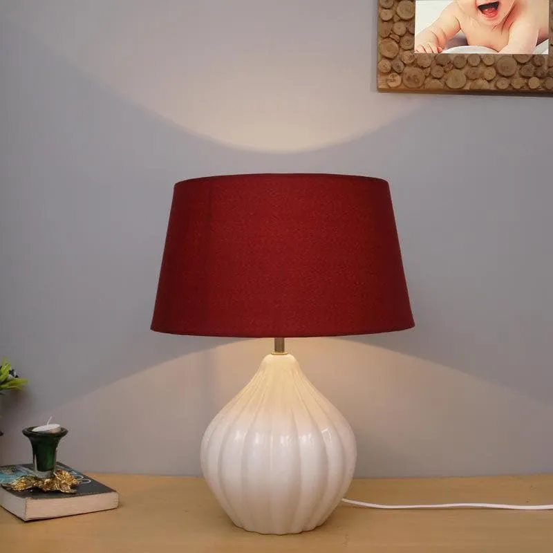 Modak Ceramic Table Lamp - Red,White media 1