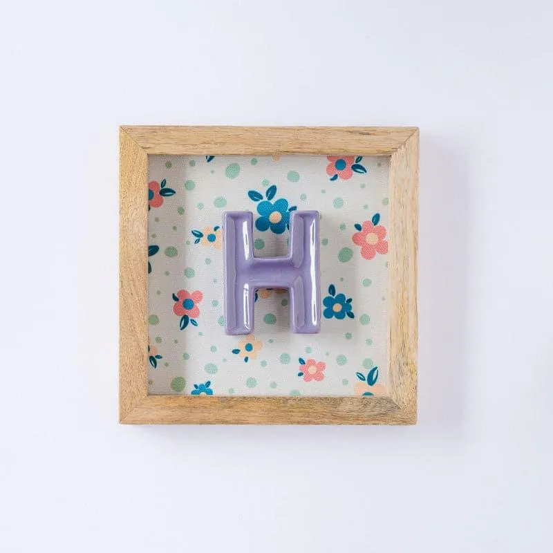 (H) Mini Mottled Mono Ceramic & Wooden Wall Accent - Purple media 1