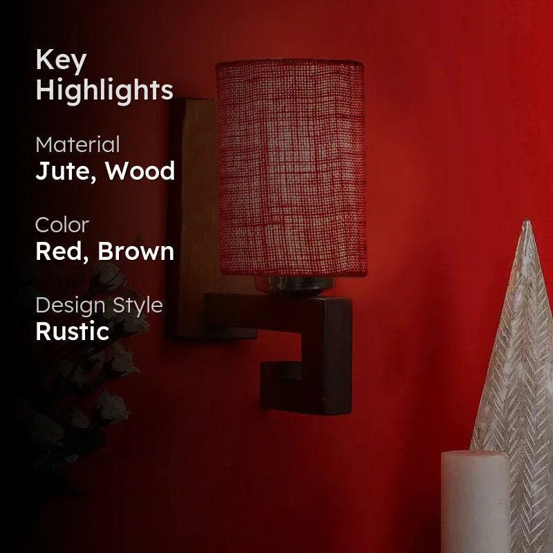 Puce Cylindrical Wooden Wall Lamp media 2